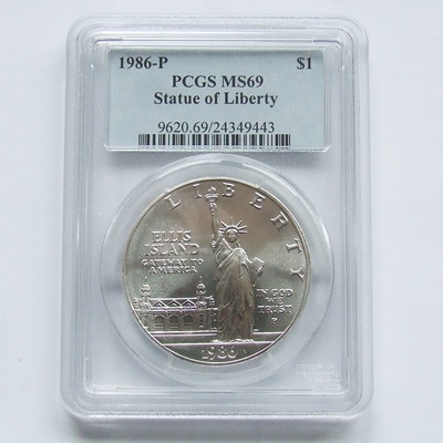 1986-P USA Silver BU $1 - Statue of Liberty PCGS MS69